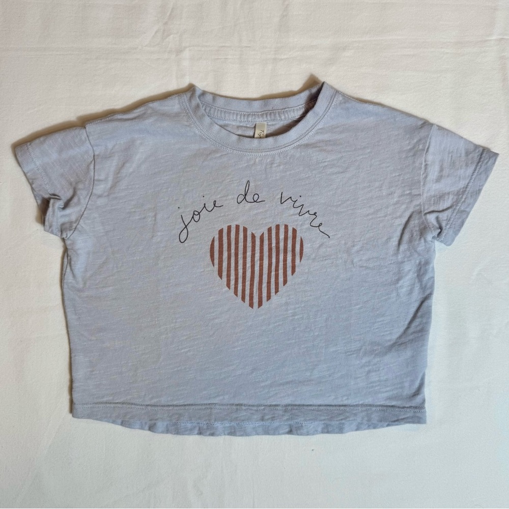 Rylee + Cru Lavender Tee with Striped Heart Graphic